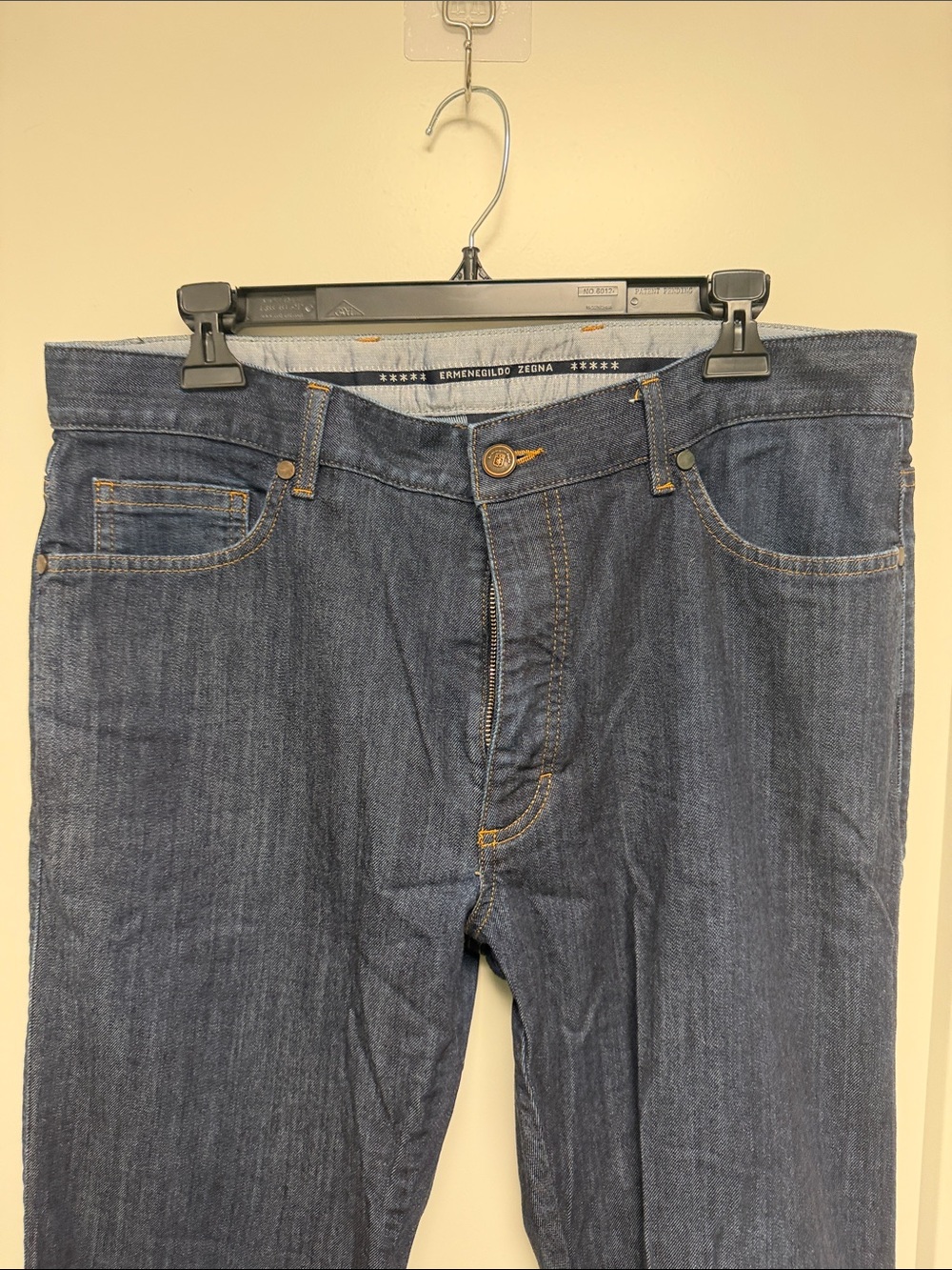Ermenegildo Zegna Slim Straight Jeans  Blue with Tan Stitching